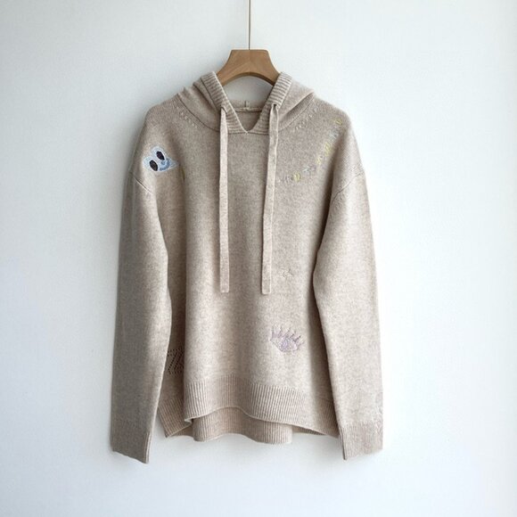 Zadig & Voltaire French Embroidered Hooded Cashmere Sweater - Picture 1 of 5